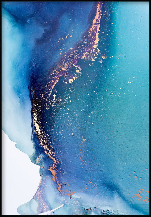 Poster in vero oro rosa con vernice blu